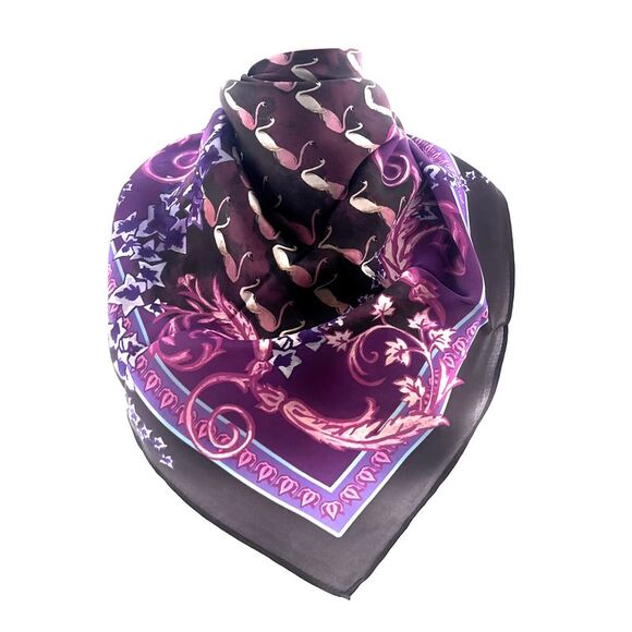 Versace Jeans Couture Plum Multicolor Silk Print Scarf